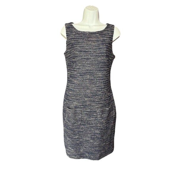 Banana Republic Sleeveless Tweed Dress Women's Size 6 Navy Sheath Lined - Picture 2 of 9